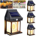 4 Pack Black Solar Wall Light with Motion Sensor and 3 Lighting Modes - 4x