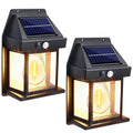4 Pack Black Solar Wall Light with Motion Sensor and 3 Lighting Modes - 4x