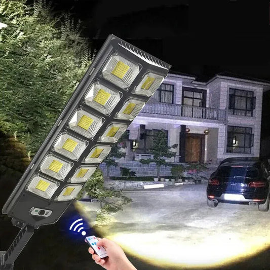 2-Pack 80000LM Black Solar Street Light with 504 LEDs and Remote Control