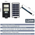 Solar Street LED Light with Radar Sensor, Black, 320W, Outdoor Flood Wall Lamp