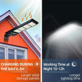 Solar Street LED Light with Radar Sensor, Black, 320W, Outdoor Flood Wall Lamp