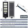 Solar LED Street Light with Radar Sensor, Black, 640W, Outdoor Flood Lamp