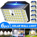 6 Pack Black Solar Motion Sensor Lights Outdoor Security Lamp 2000LM IP65