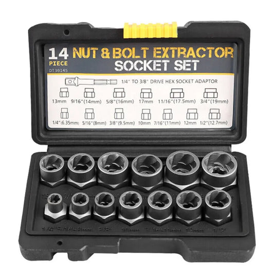 15-Piece Black Impact Damaged Bolt Nut Screw Remover Tool Kit