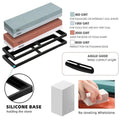 Red Dual Whetstone Knife Sharpener Set 400/8000 Grit with Silicone Base and Angle Guide