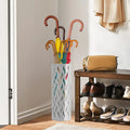 Metal Umbrella Stand in White, 15x15x42cm, Holds 4-6 Long Umbrellas