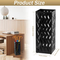 Rectangular Black Metal Umbrella Stand Holder - Space-Saving Design, 16.5x16.5x42cm