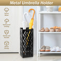 Rectangular Black Metal Umbrella Stand Holder - Space-Saving Design, 16.5x16.5x42cm