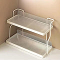 Two-Tier Kitchen Storage Rack Organizer in White with Removable Trays, 30.5x12.2x20.3cm