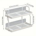 Two-Tier Kitchen Storage Rack Organizer in White with Removable Trays, 30.5x12.2x20.3cm