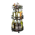 Black Kitchen Rotating Spice Rack - Double Layer Carbon Steel Organizer