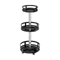 Black Kitchen Rotating Spice Rack - Double Layer Carbon Steel Organizer