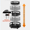 Black Kitchen Rotating Spice Rack - Double Layer Carbon Steel Organizer