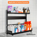 3-Tier Black Stainless Steel Spice Rack Kitchen Condiment Storage Shelf 40x16x54cm
