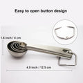Stainless Steel Measuring Spoons Set, 6 Pieces, Silver for Accurate Cooking and Baking