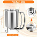 Silver Stainless Steel Pancake Batter Dispenser for Baking Cupcakes, Waffles, and Cakes - 15.5x10cm