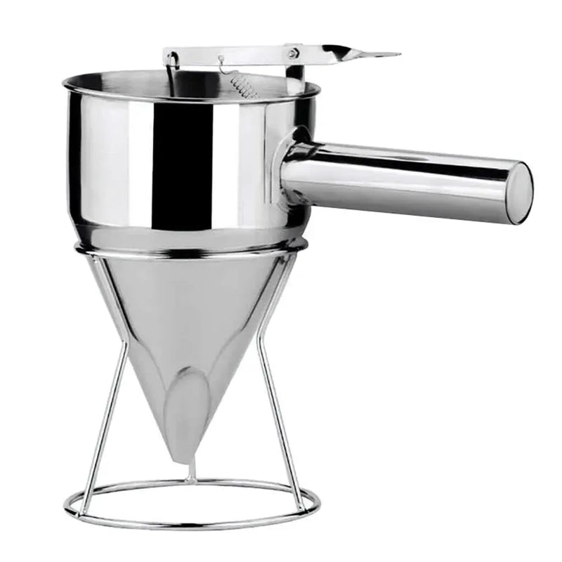 Stainless Steel Funnel Dispenser for Donuts, Cupcakes, and Pancakes - 21cm Height, Silver