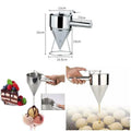 Stainless Steel Funnel Dispenser for Donuts, Cupcakes, and Pancakes - 21cm Height, Silver