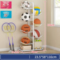 White Ball Storage Rack for Football, Basketball, and Volleyball - 116cm Tall