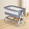3-in-1 Adjustable Height Baby Bassinet Crib with Mosquito Net and Storage Basket in Grey