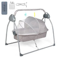 Electric Bassinet Crib Grey Baby Cradle with Lullabies and Remote Control