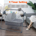 Electric Bassinet Crib Grey Baby Cradle with Lullabies and Remote Control