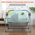Electric Bassinet Crib Grey Baby Cradle with Lullabies and Remote Control