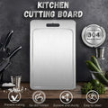Double-Sided Titanium Cutting Board in Silver, 36x25CM, Heat Resistant for Kitchen and Camping