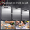 Double-Sided Titanium Cutting Board in Silver, 39x28cm for Kitchen and Camping