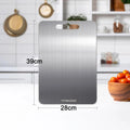 Double-Sided Titanium Cutting Board in Silver, 39x28cm for Kitchen and Camping