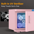 Pink 23L Hot Towel Warmer Cabinet with UV Sterilizer for Salon and Home Use