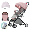 Lightweight Compact Baby Stroller Pram in Pink - Easy Fold for Travel, Suitable for Ages 0-5 Years