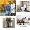 Height Adjustable Folding Medical Walking Frame in Black Aluminium Alloy - Straight