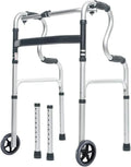 Height Adjustable Folding Medical Walking Frame in Black Aluminium Alloy - Bent