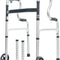 Height Adjustable Folding Medical Walking Frame in Black Aluminium Alloy - Bent