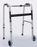 Adjustable Folding Walker Frame with Wheels, Silver Aluminium, 75-92CM Height