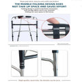 Adjustable Folding Walker Frame with Wheels, Silver Aluminium, 75-92CM Height