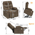 Electric Massage Recliner Chair in Brown with Heated Vibration and Lift Function, 108x100x85cm
