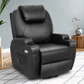 Brown Electric Massage Recliner Chair in Black with Heating and Vibration, 108x100x85cm