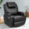 Brown Electric Massage Recliner Chair in Black with Heating and Vibration, 108x100x85cm
