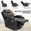 Brown Electric Massage Recliner Chair in Black with Heating and Vibration, 108x100x85cm
