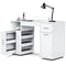 White Manicure Table with Electric Dust Collector and Storage, 108x45x77cm
