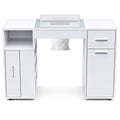 White Manicure Table with Electric Dust Collector and Storage, 108x45x77cm