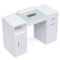 White Manicure Table with Electric Dust Collector and Storage, 108x45x77cm