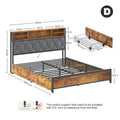 Double Bed Frame with 4 Storage Drawers, Charging Station, USB Ports, Black