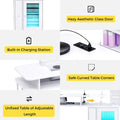 LED Manicure Table with Dust Collector and Charging Station in White
