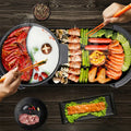 Electric 2 in 1 Black BBQ Grill and Hot Pot with Non-Stick Surface, 1360W, 69x26x11.5cm