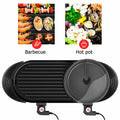 Electric 2 in 1 Black BBQ Grill and Hot Pot with Non-Stick Surface, 1360W, 69x26x11.5cm