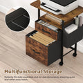61x38cm Walnut Printer Stand, 4-Tier Mobile File Cabinet with Storage Drawer