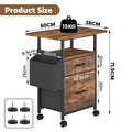 61x38cm Walnut Printer Stand, 4-Tier Mobile File Cabinet with Storage Drawer